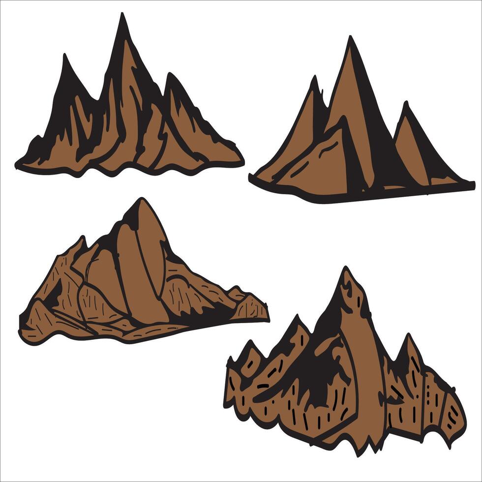 montagne fascio arte naturale montagne file, silhouette montagna vettore