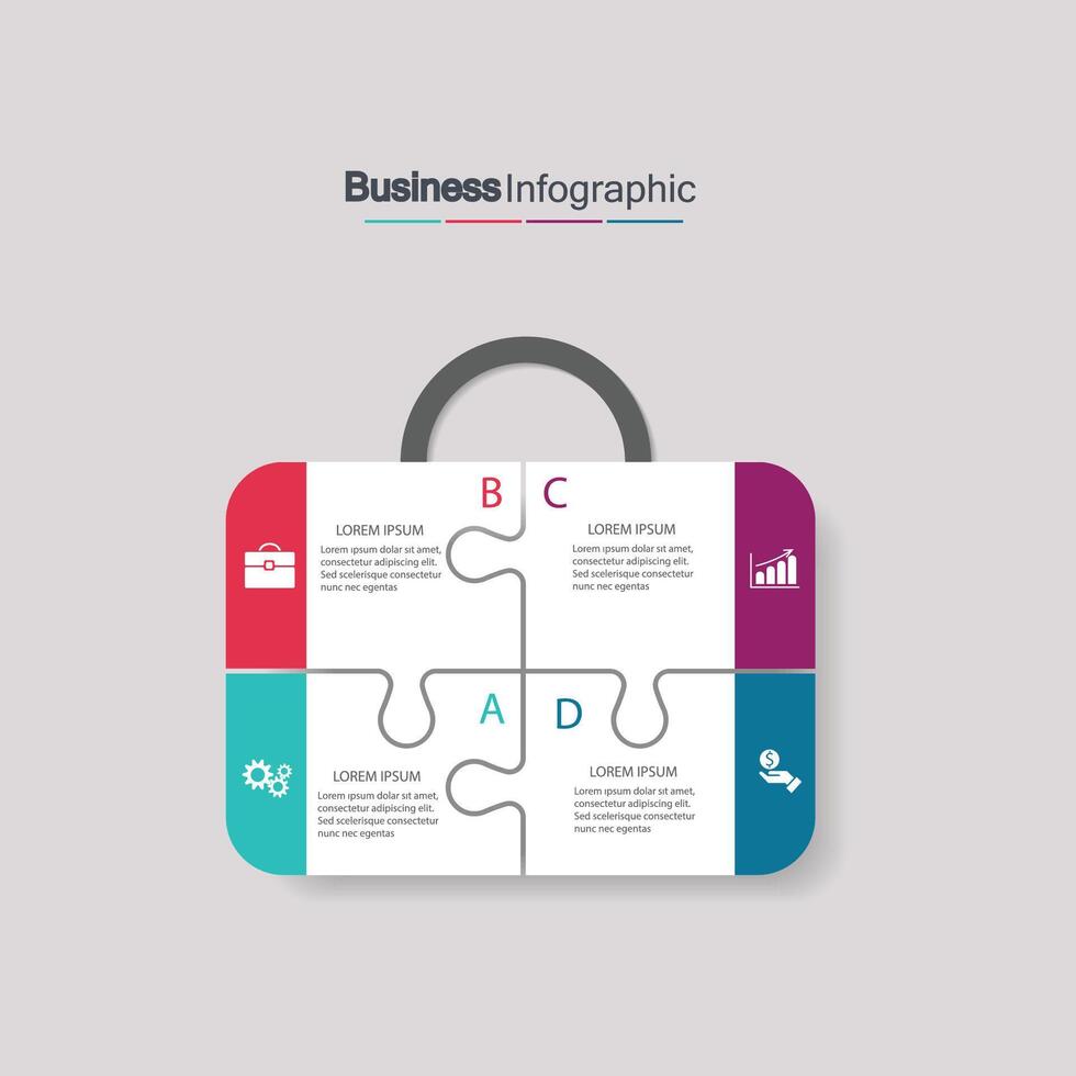 Infografica vettore, grafico. presentazione. attività commerciale concetti, parti, passi, processi. visualizzazione di Infografica dati. avviare modello. - vettore