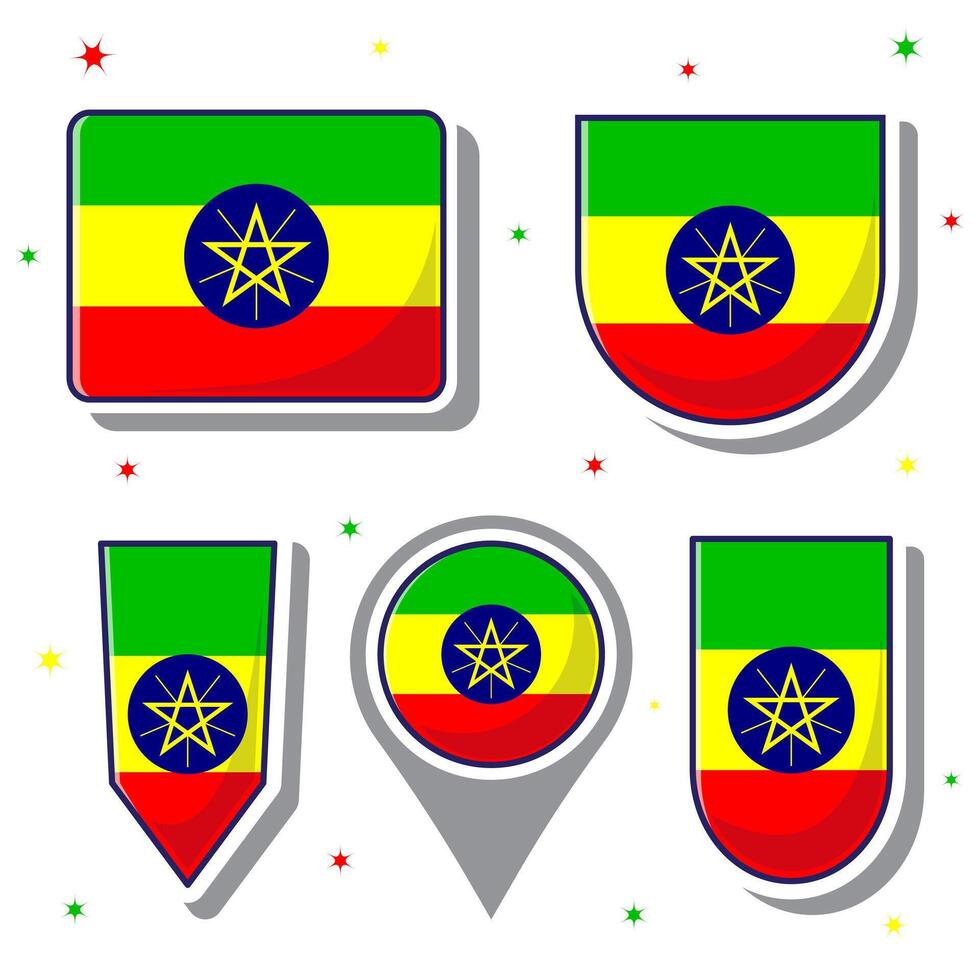 Etiopia nazionale bandiera cartone animato vettore illustrazione icona portafortuna fascio confezioni