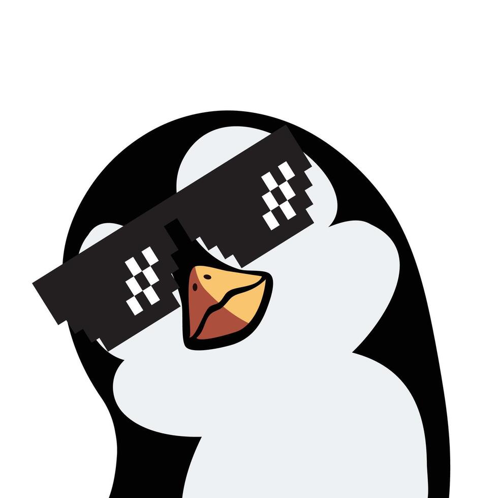 carino pinguino ribaltamento il suo testa indossare bicchieri vettore
