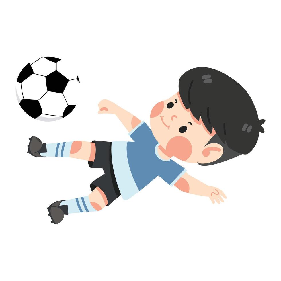 bambino ragazzo ragazzo giocando calcio vettore