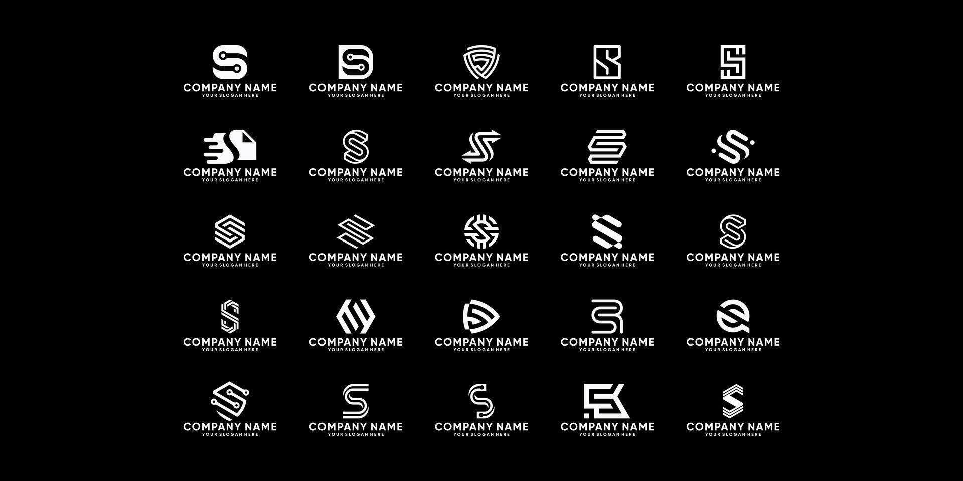 collezione di logo disegni con il lettera S per il branding vettore