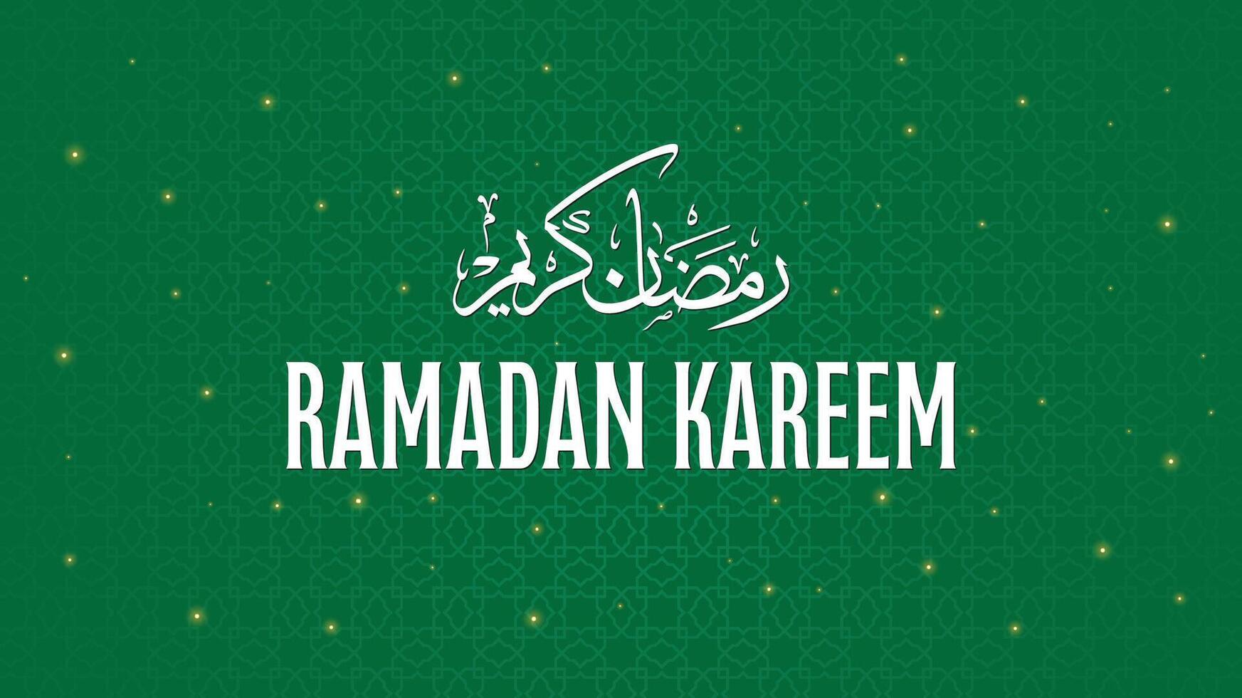 Ramadan kareem calligrafia, islamico saluto con Arabo lettere e geometrico modello vettore illustrazione su nero sfondo, Ramadhan mubarak