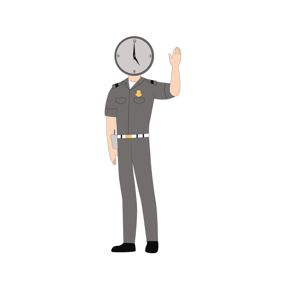 polizia uomo guardie ✔ pose impostato vettore illustrazione cartone animato di giovane persone nel polizia uniformi Lavorando nel sicurezza pattuglia