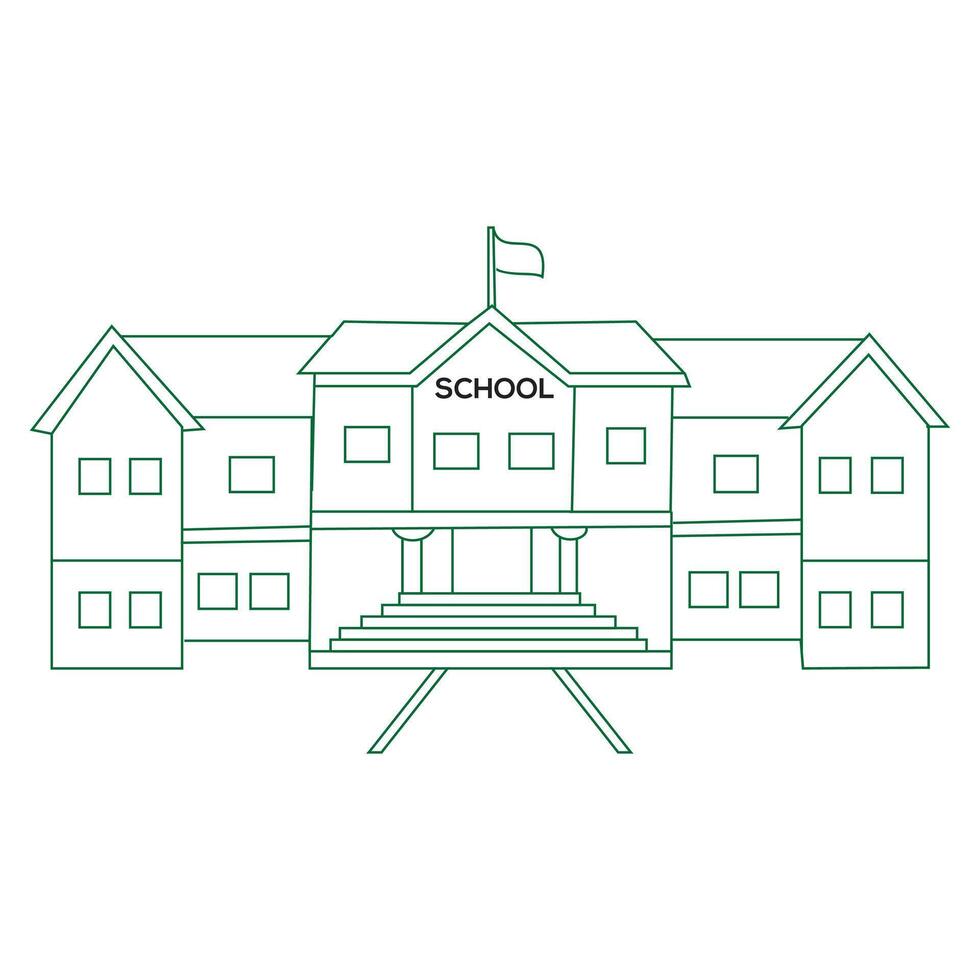 alto scuola edificio linea icona, schema vettore cartello, lineare stile pittogramma isolato su bianca. simbolo, logo illustrazione. modificabile ictus. pixel Perfetto vettore grafica