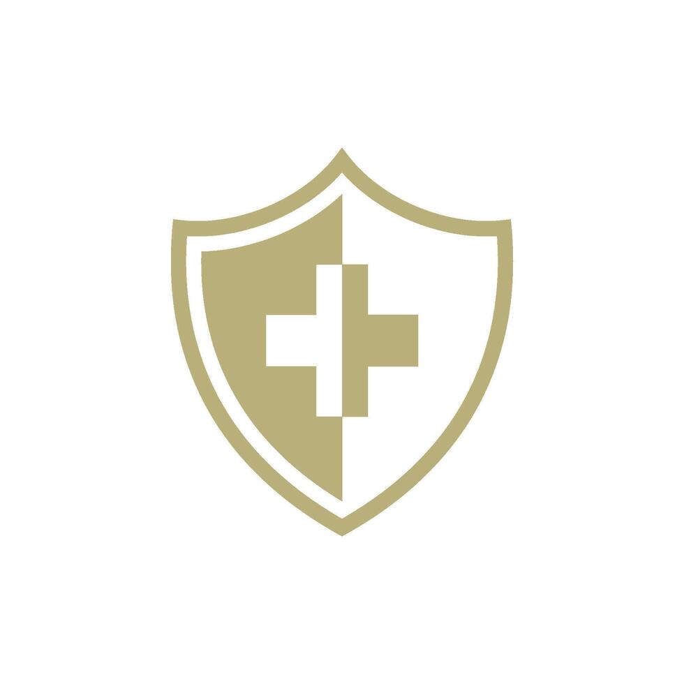 semplice attraversare assistenza sanitaria scudo icona logo modello vettore