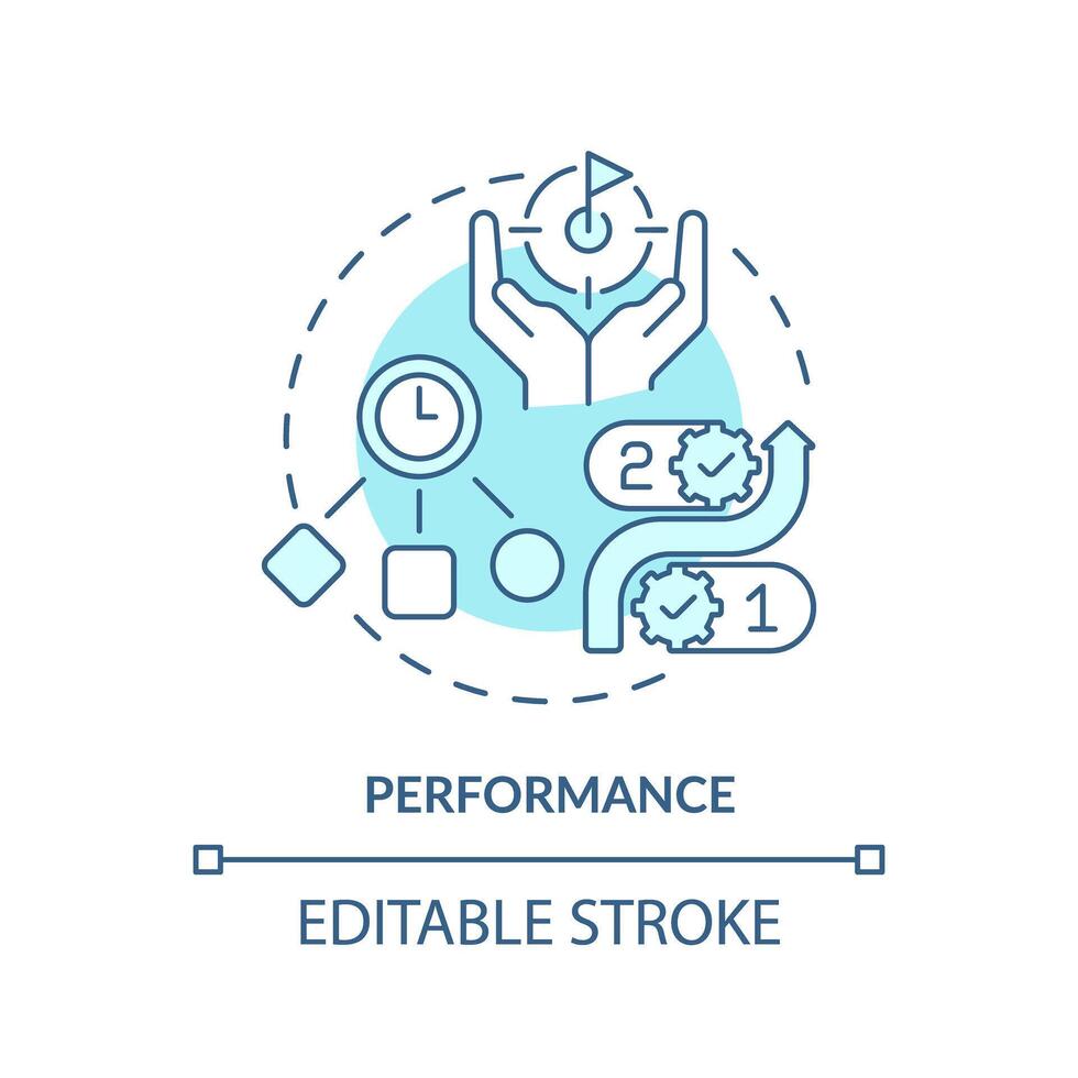 prestazione morbido blu concetto icona. produttività miglioramento. il giro forma linea illustrazione. astratto idea. grafico design. facile per uso nel infografica, promozionale Materiale, articolo, blog inviare vettore