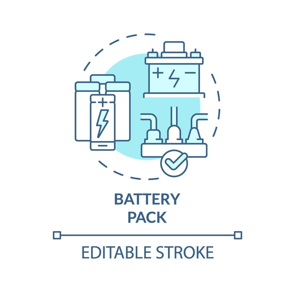 batteria imballare morbido blu concetto icona. alto energia densità Conservazione dispositivo. portatile elettronica. il giro forma linea illustrazione. astratto idea. grafico design. facile per uso nel opuscolo, opuscolo vettore