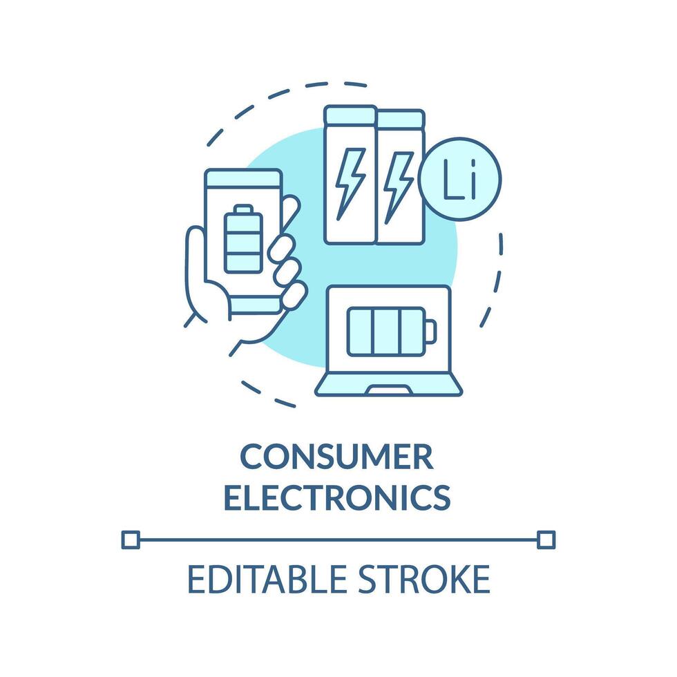 consumatore elettronica morbido blu concetto icona. portatile litio ione batterie. sicuro energia soluzione. il giro forma linea illustrazione. astratto idea. grafico design. facile per uso nel opuscolo, opuscolo vettore