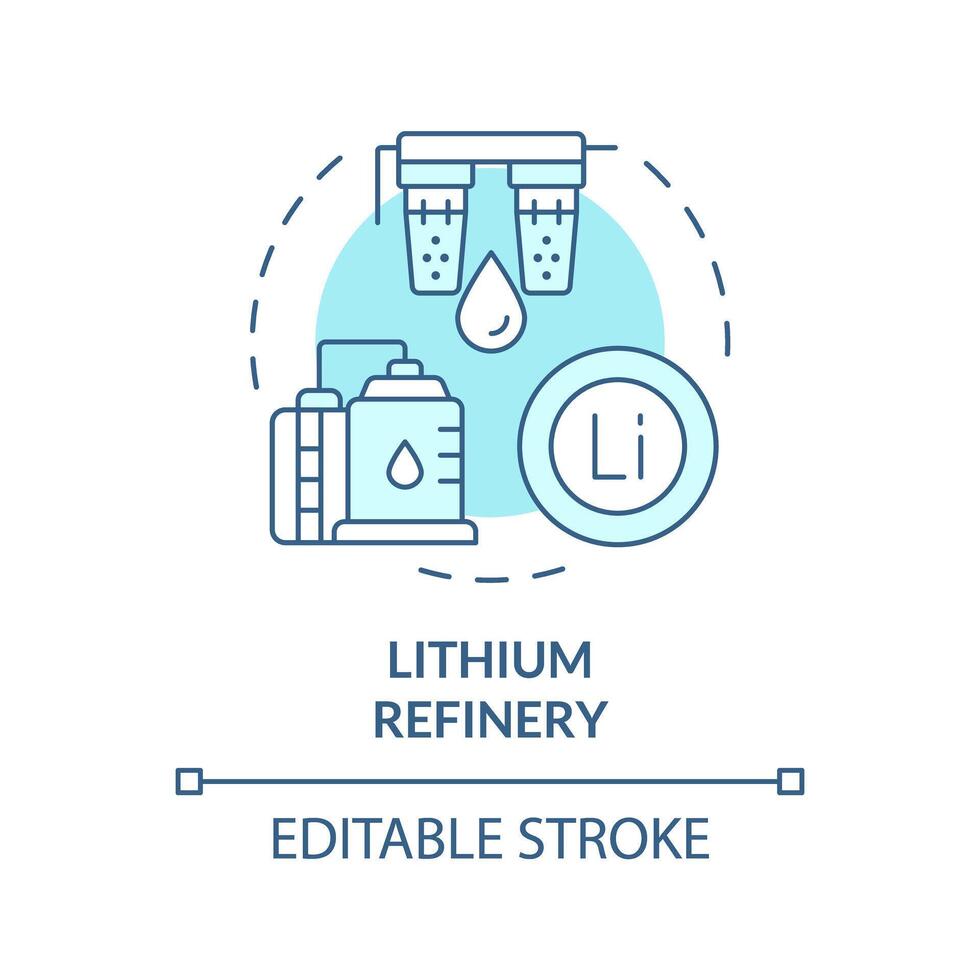 litio raffineria morbido blu concetto icona. cellula assemblaggio. risorsa amministrazione. batteria produzione industria. il giro forma linea illustrazione. astratto idea. grafico design. facile per uso nel opuscolo vettore