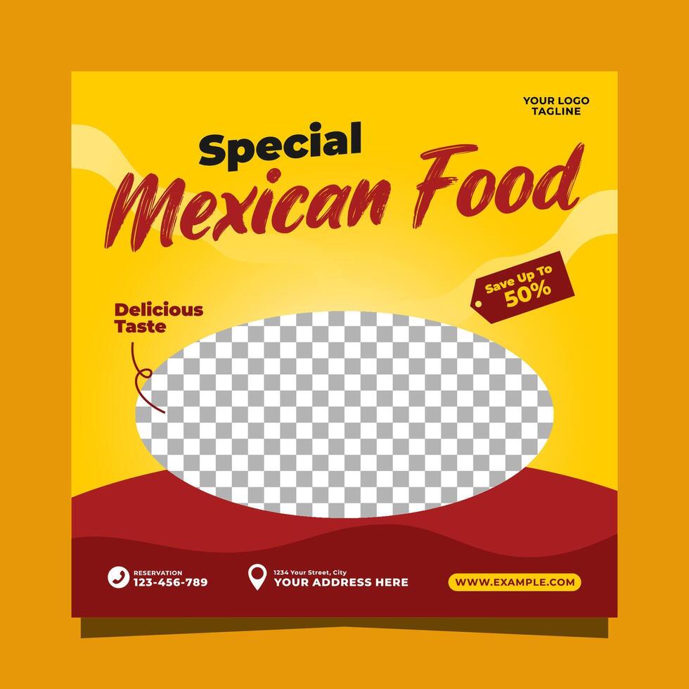 speciale messicano cibo sociale media bandiera inviare vettore modello
