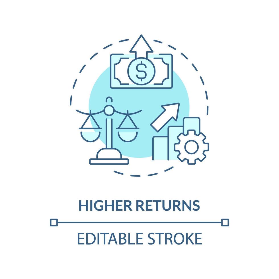 più alto ritorna morbido blu concetto icona. efficace investimento gestione. peer to peer prestito. profitti. il giro forma linea illustrazione. astratto idea. grafico design. facile per uso nel marketing vettore