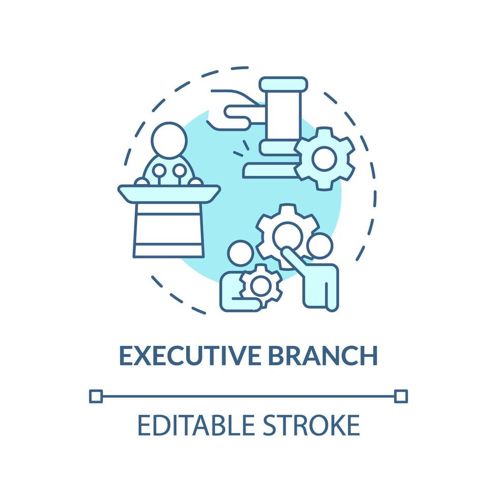 esecutivo ramo morbido blu concetto icona. legge rinforzo pubblico politica. individuale diritti regolamenti. governo struttura. il giro forma linea illustrazione. astratto idea. grafico design. facile per uso vettore