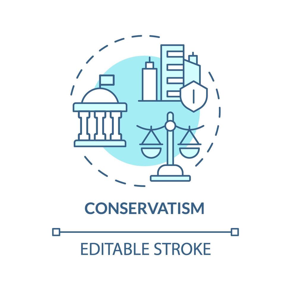 conservatorismo ideologia morbido blu concetto icona. politico idea, economia regolamento. tradizionale i valori, gratuito mercato. il giro forma linea illustrazione. astratto idea. grafico design. facile per uso vettore