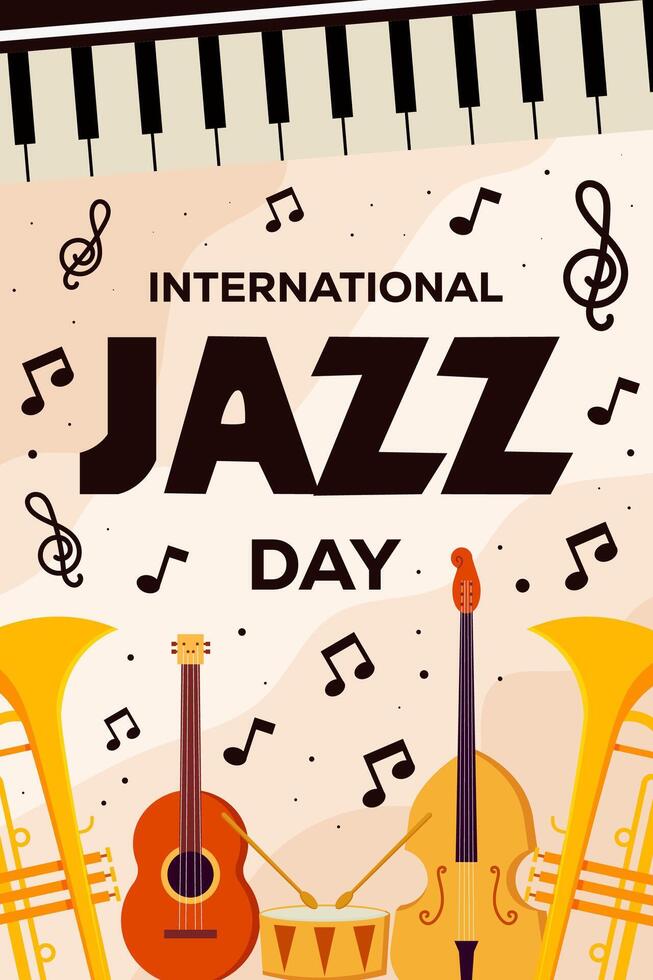 internazionale jazz giorno verticale bandiera illustrazione vettore
