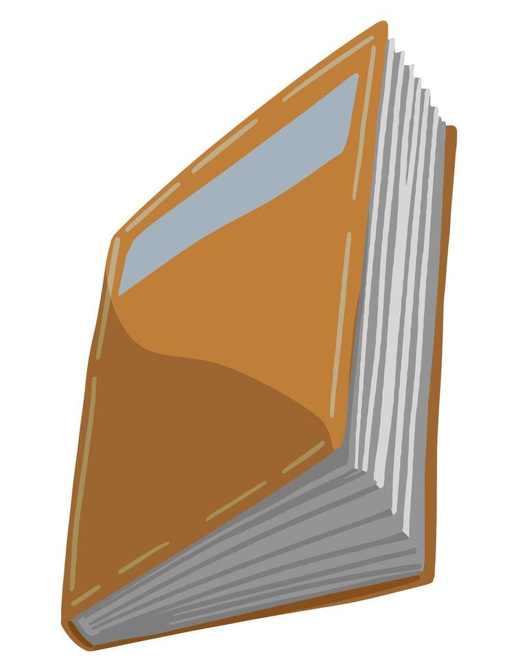 semplice chiuso libro. cartello di biblioteca, lettura. mano disegnato vettore illustrazione. cartone animato stile clipart isolato su bianca sfondo. colorato singolo elemento per disegno, Stampa, etichetta, carta, logo, arredamento.