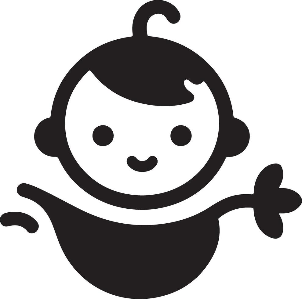 carino sorridente bambino strisciando icona nero colore silhouette 12 vettore
