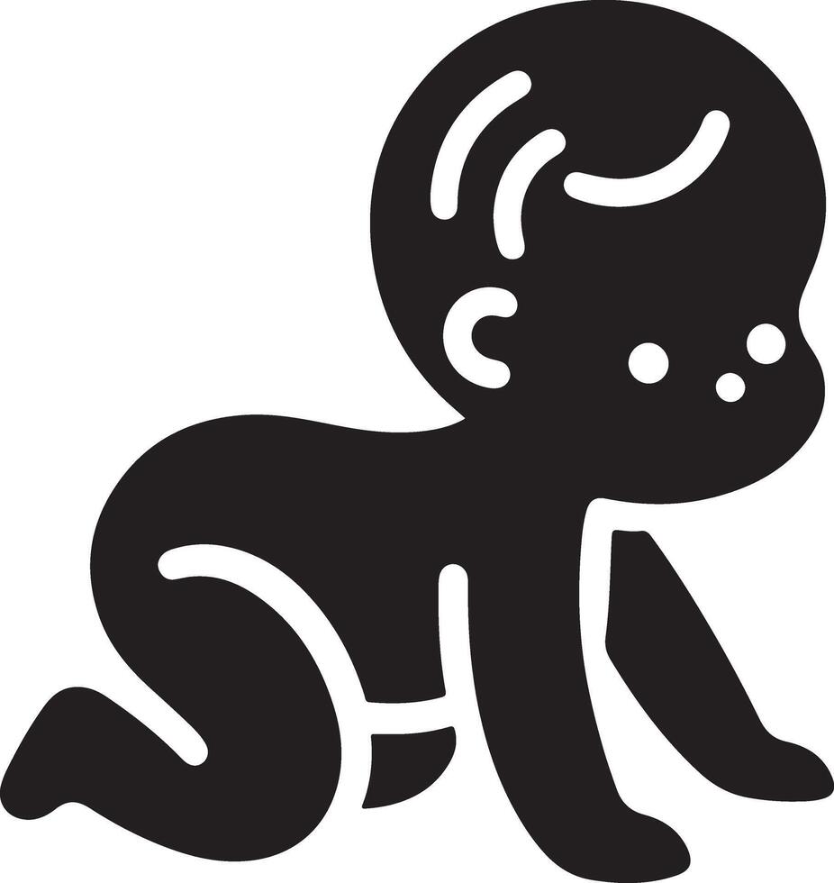 minimo carino sorridente bambino strisciando icona nero colore silhouette, logo, clipart, simbolo 27 vettore