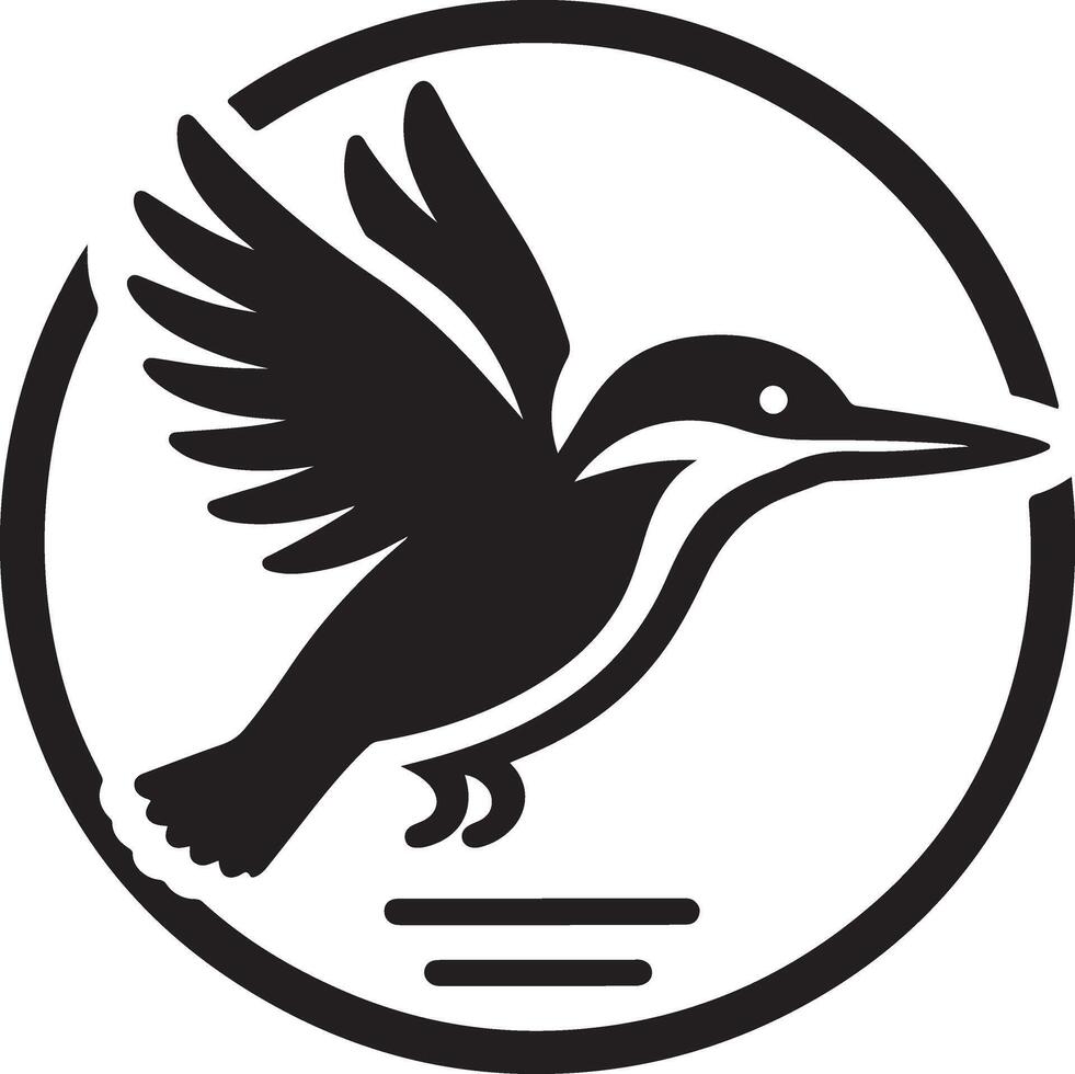 martin pescatore uccello vettore arte icona, clipart, simbolo, nero colore silhouette, bianca sfondo 25