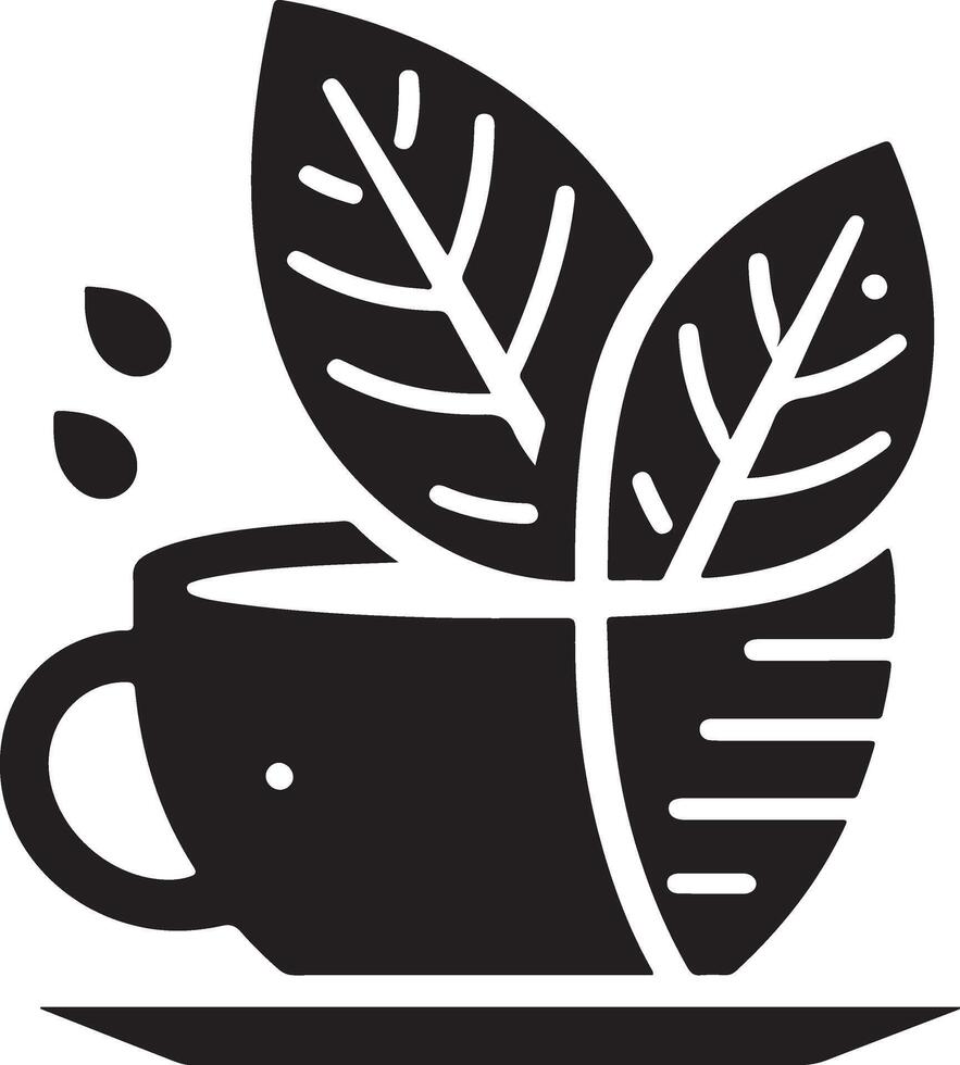 tè foglia vettore icona logo silhouette, clipart, simbolo, nero colore silhouette 5