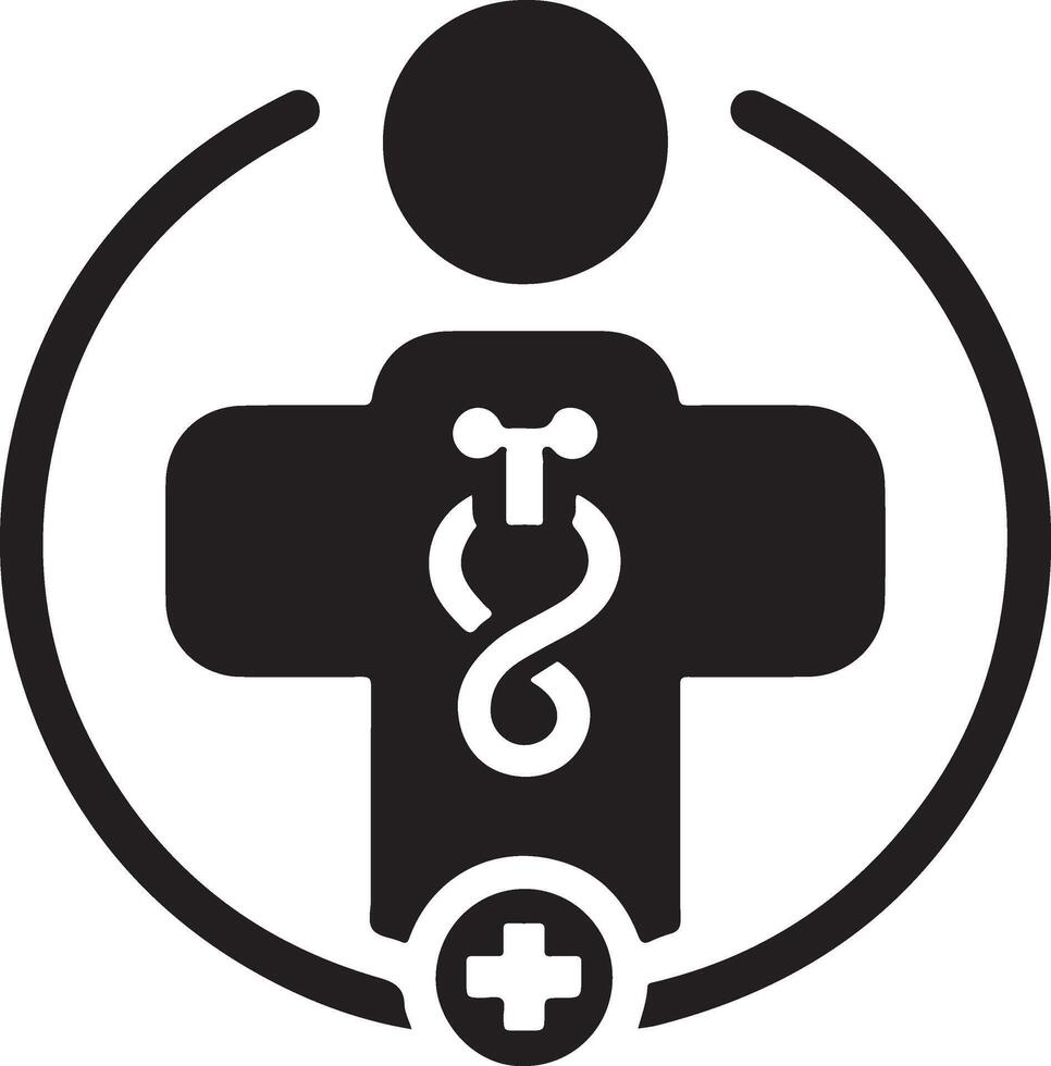medico logo icona, piatto simbolo, nero colore silhouette 7 vettore
