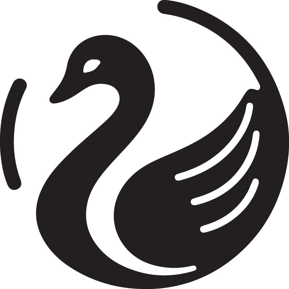 cigno logo vettore icona, piatto simbolo, nero colore silhouette, bianca sfondo 27