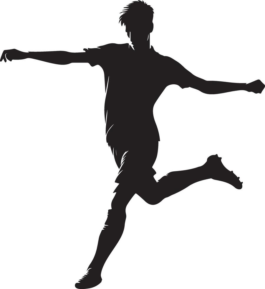 minimo giovane calcio giocatore calciando un' palla posa vettore silhouette, nero colore silhouette 21
