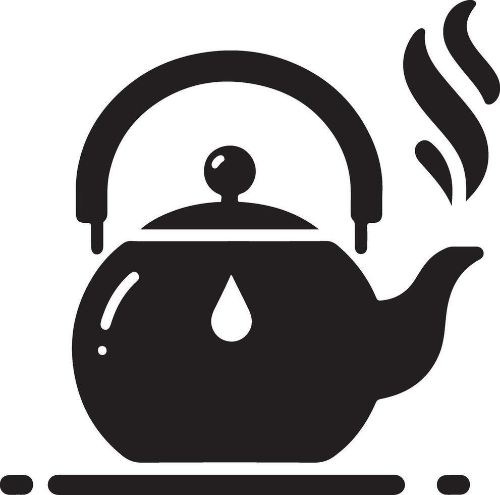 tè bollitore vettore icona con tazza silhouette, nero colore silhouette 5