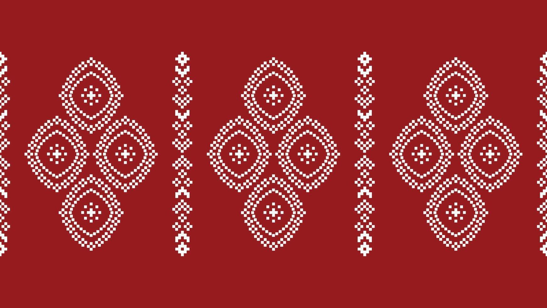 tradizionale etnico motivi ikat geometrico tessuto modello attraversare punto.ikat ricamo etnico orientale pixel rosso sfondo. astratto, vettore, illustrazione. trama, natale, decorazione, carta da parati. vettore