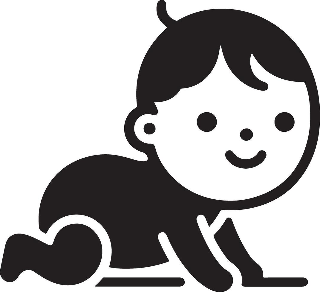 minimo carino sorridente bambino strisciando icona nero colore silhouette, logo, clipart, simbolo 6 vettore