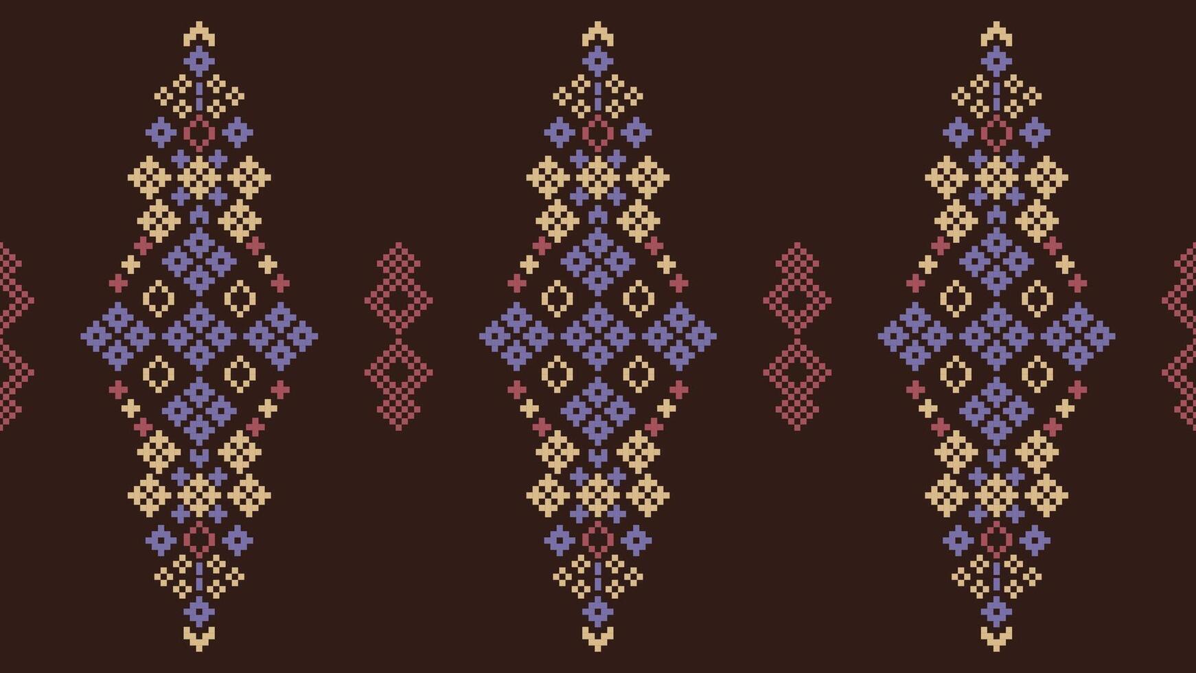 tradizionale etnico motivi ikat geometrico tessuto modello attraversare punto.ikat ricamo etnico orientale pixel Marrone sfondo. astratto, vettore, illustrazione. trama, sciarpa, decorazione, carta da parati. vettore