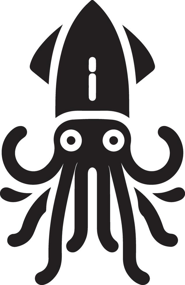 minimo calamaro vettore icona, piatto simbolo, nero colore silhouette, bianca sfondo 19