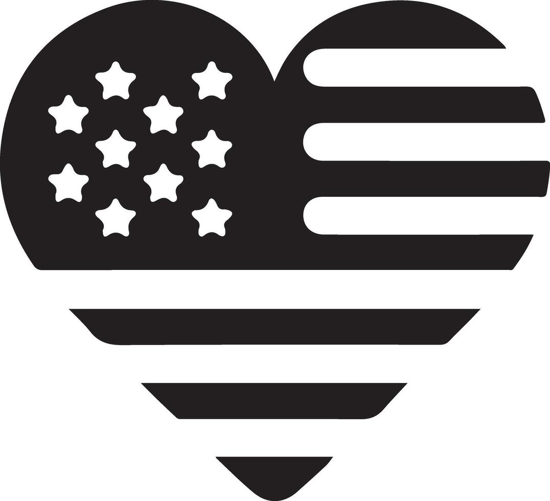 minimo cuore forma con noi bandiera vettore logo icona, piatto simbolo, nero colore silhouette 7
