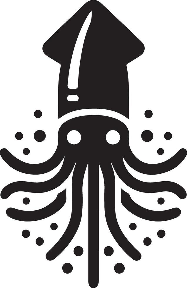 minimo calamaro vettore icona, piatto simbolo, nero colore silhouette, bianca sfondo 2