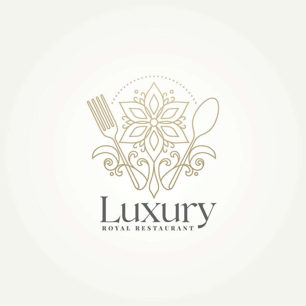 lusso ristorante con fiorire calligrafico elegante ornamento linea arte logo modello vettore illustrazione design