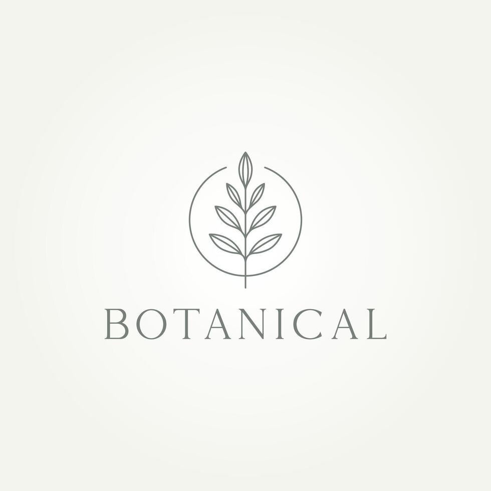 minimalista botanico le foglie linea arte icona logo modello vettore illustrazione design