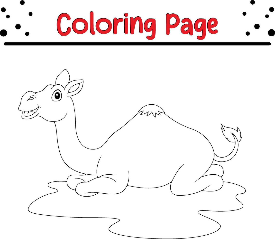 divertente cammello colorazione pagina per bambini vettore