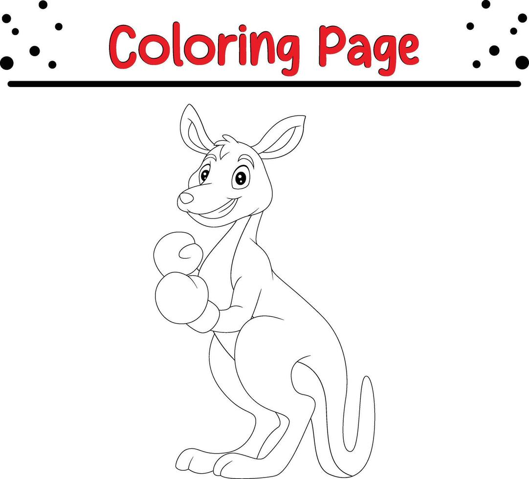 canguro indossa boxe guanti colorazione pagina per bambini vettore