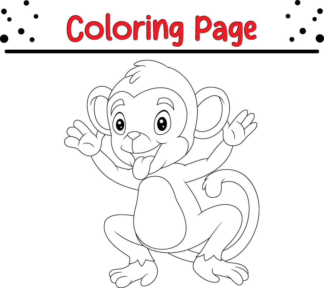 contento scimmia animale colorazione pagina per bambini vettore