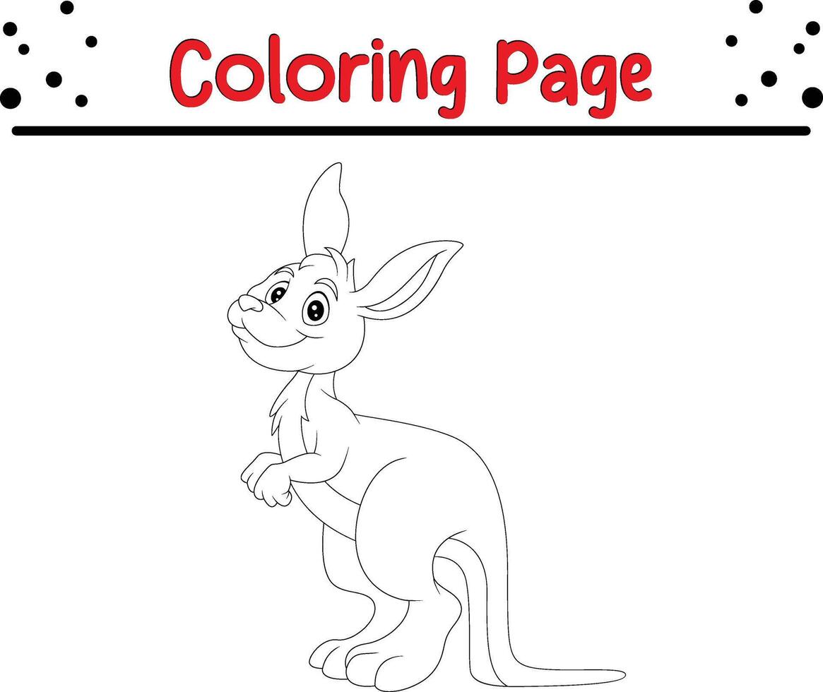 divertente canguro è sorridente colorazione pagina per bambini vettore