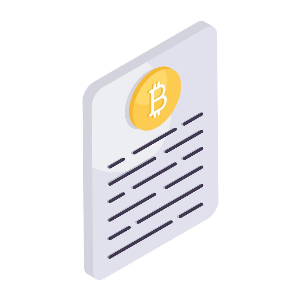 un' Perfetto design icona di bitcoin documento vettore