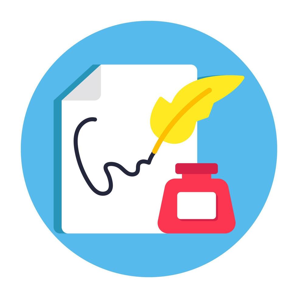 penna d'oca scrittura concetto icona vettore