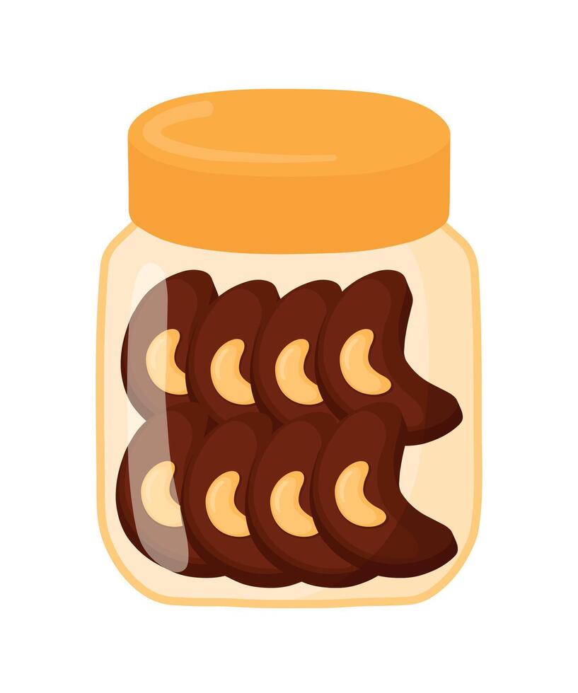 cioccolato anacardio biscotti nel vaso per cibo celebrazione elemento vettore illustrazione