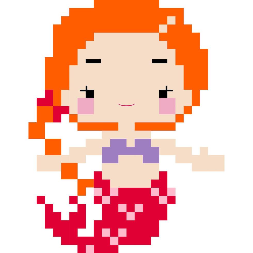 sirena cartone animato icona nel pixel stile vettore