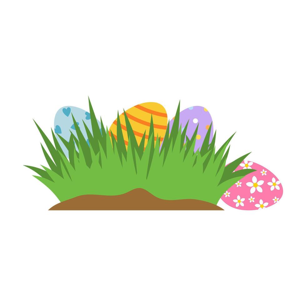contento Pasqua uova, Pasqua piatto cartone animato vettore. vettore