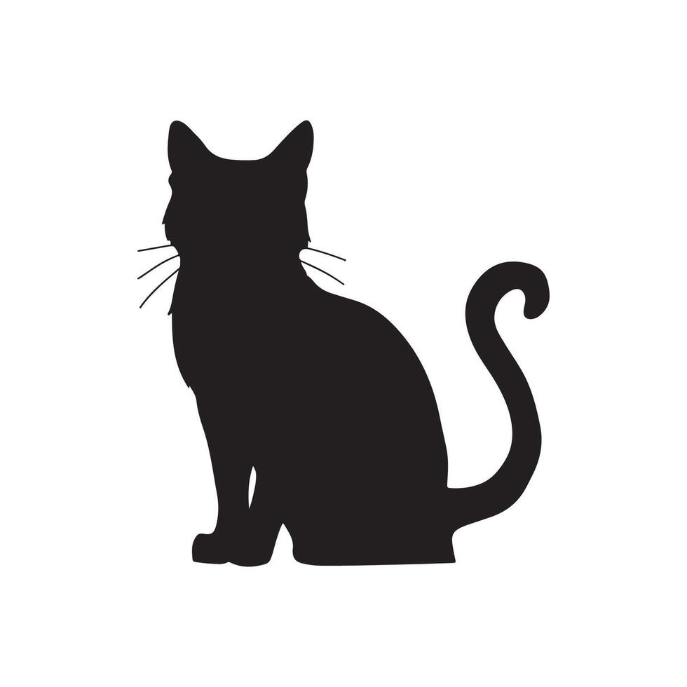 carino gatto seduta vettore arte silhouette illustrazione