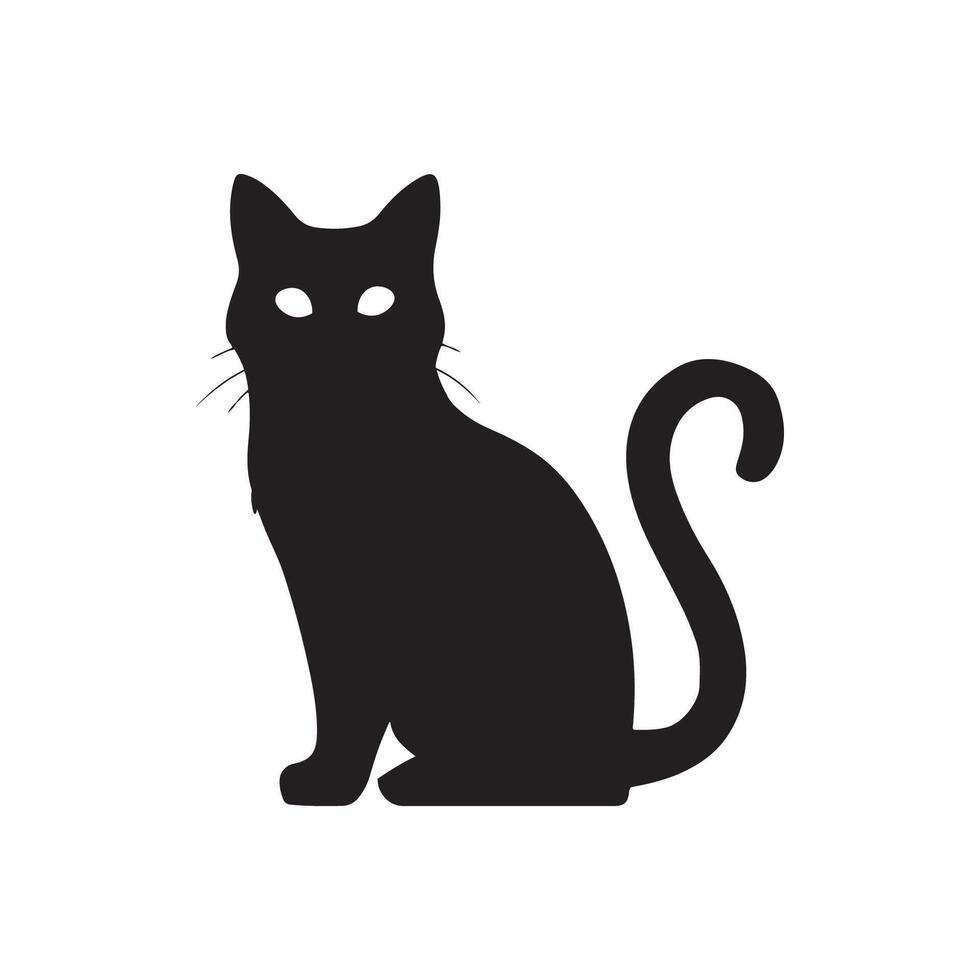 carino gatto seduta vettore arte silhouette illustrazione