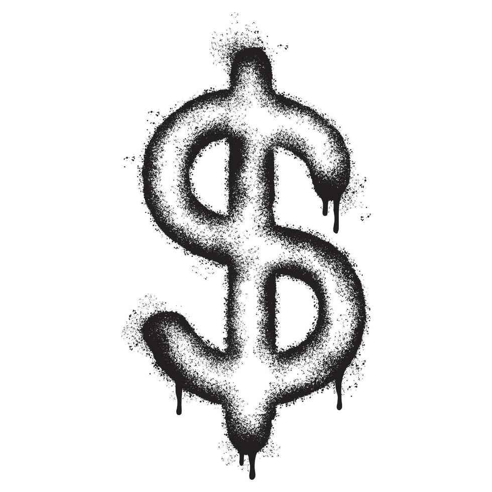 spray dipinto graffiti dollaro icona spruzzato isolato con un' bianca sfondo. vettore