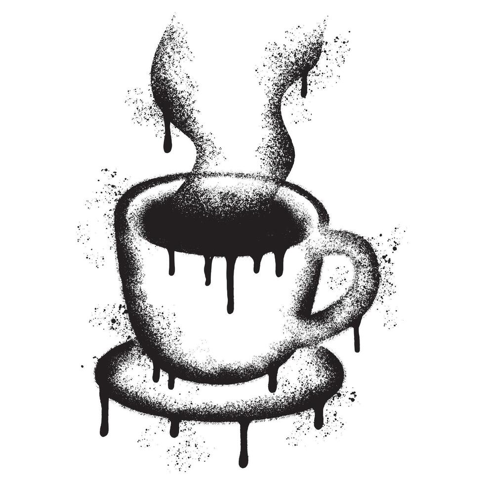 spray dipinto graffiti caffè tazza icona parola spruzzato isolato con un' bianca sfondo. vettore