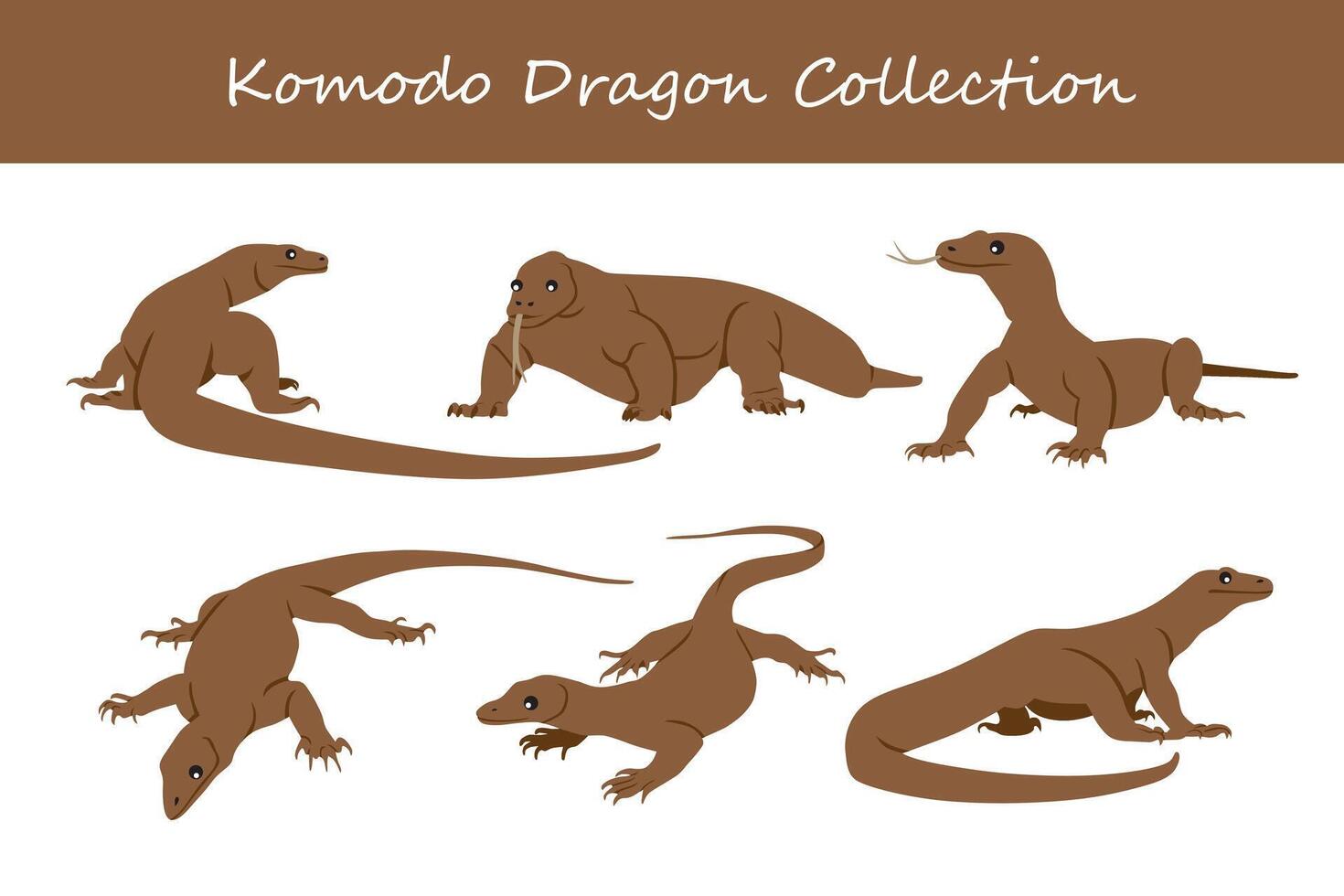 komodo Drago vettore illustrazione impostare. carino komodo Drago isolato su bianca sfondo.